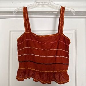 Forever 21 Rust Red Zigzag Trim Cropped Cami